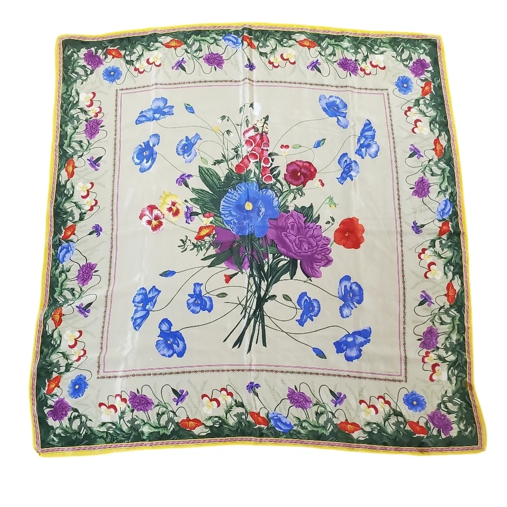 Vntg Liz Claiborne Floral Silk Scarf - Picture 7 of 9